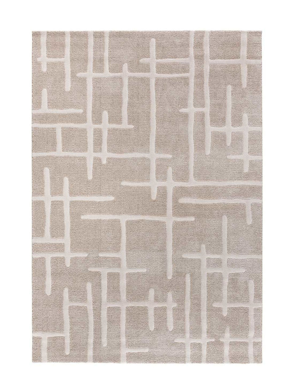 Alfombra geométrica con relieve Caledonia 77301 Beige