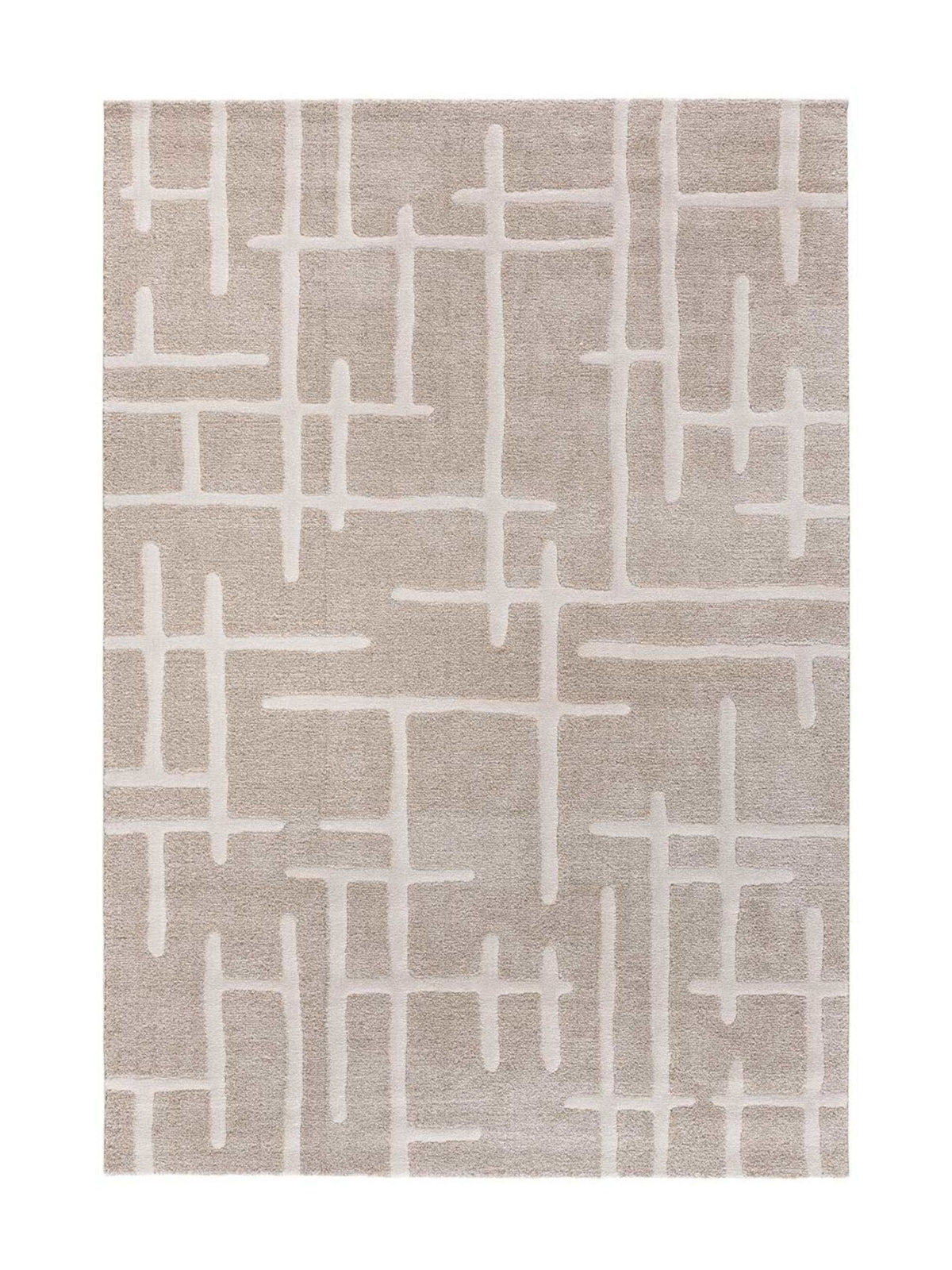 Alfombra geométrica con relieve Caledonia 77301 Beige