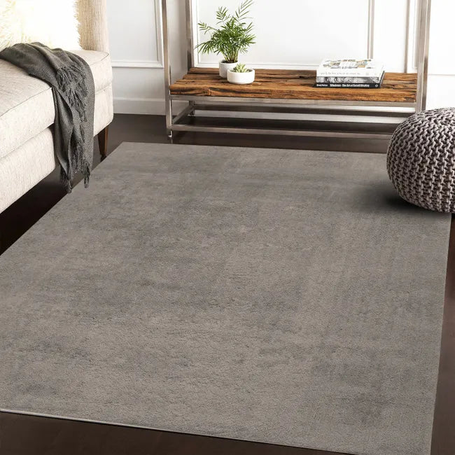 Alfombra Salón Moderna Unicolor Lavable Antideslizante Pelo Corto y Suave 120x170cm Gris