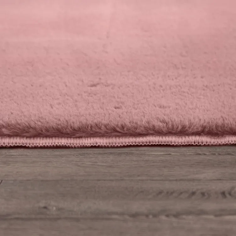 Alfombra Salón Moderna Unicolor Lavable Antideslizante Pelo Corto y Suave 120x170cm Rosa
