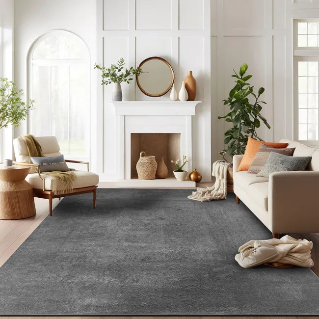 Alfombra Salón Moderna Unicolor Lavable Antideslizante Pelo Corto y Suave 120x170cm